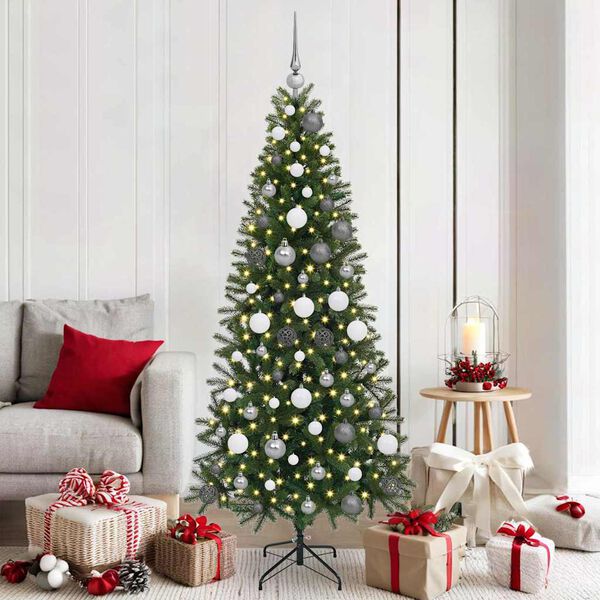 vidaXL Artificial Christmas Tree with 300 LEDs Green 180 cm PE and PVC