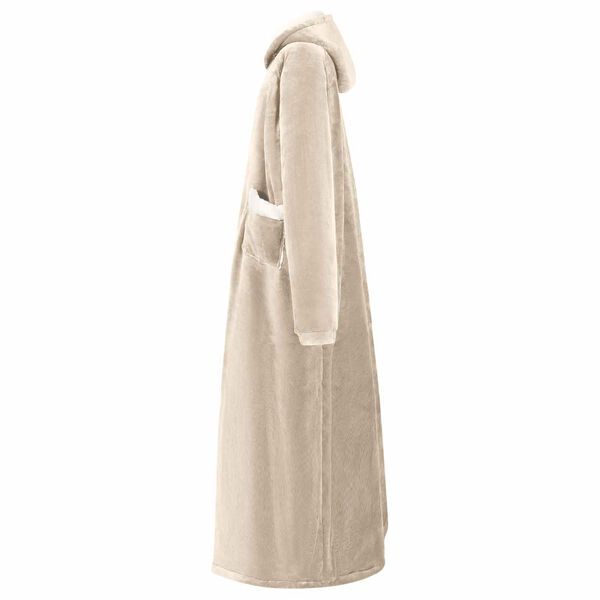 vidaXL Blanket Hoodie Beige L Fleece and Flannel