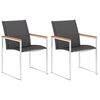 vidaXL Garden Chairs 2 pcs Textilene and Stainless Steel Grey