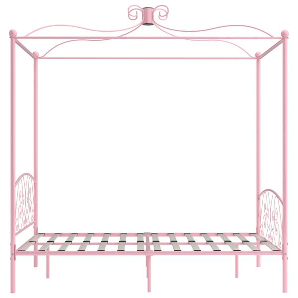 vidaXL Canopy Bed Frame without Mattress Pink Metal 140x200 cm
