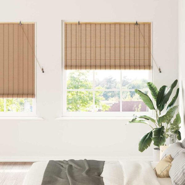 vidaXL Roller Blind with Curtains Manual Nature 140 x 220 cm Bamboo