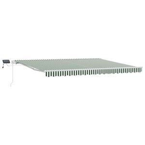 vidaXL Retractable Awning Green and White 450 x 300 cm