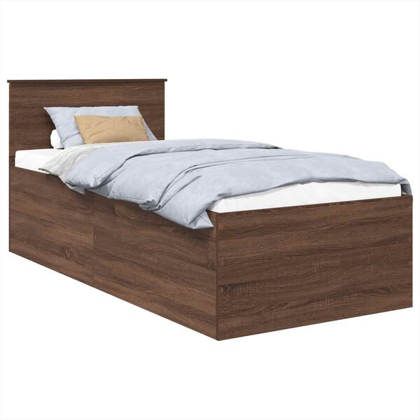 vidaXL Bed Frame with Headboard Brown Oak 75 x 190 cm Engineered Wood