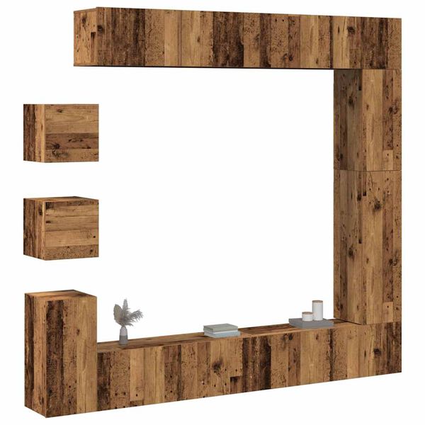 vidaXL 9 Piece TV Cabinet Set Wall-mounted Old Wood Engineered Wood