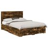 vidaXL Bed Frame with Drawer Smoked Oak 150 x 200 cm Engineered Wood