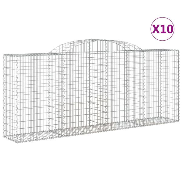 vidaXL Arched Gabion Baskets 10 pcs 300x50x120/140 cm Galvanised Iron