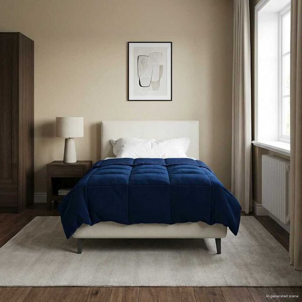 vidaXL Winter Duvet Quilted Dark Blue 140 x 200 cm Microfiber