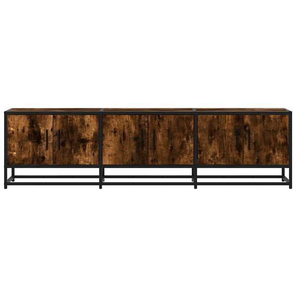 vidaXL TV Cabinet Smoked Oak 150x35x41 cm Engineered Wood and Metal