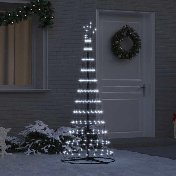 vidaXL LED Christmas Tree Cool White 71 x 71 x 184.5 cm Metal