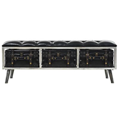 vidaXL Storage Bench 110 cm Black Artificial Leather