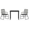 vidaXL Garden Dining Set 3 pcs Black Powder-Coated Steel