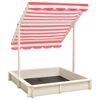 vidaXL Sandbox with Adjustable Roof Fir Wood White and Red UV50