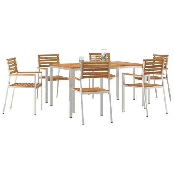 vidaXL Garden Dining Set 7 pcs Brown Solid Acacia Wood