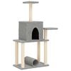 vidaXL Cat Tree with Sisal Scratching Posts Light Grey 122 cm