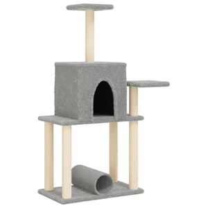vidaXL Cat Tree with Sisal Scratching Posts Light Grey 122 cm