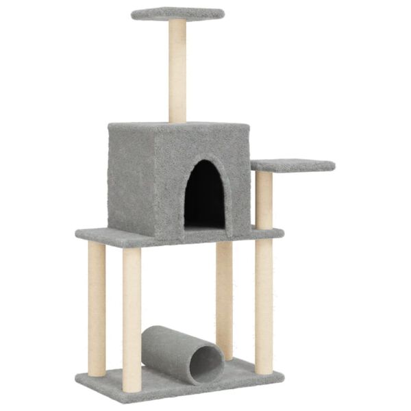 vidaXL Cat Tree with Sisal Scratching Posts Light Grey 122 cm