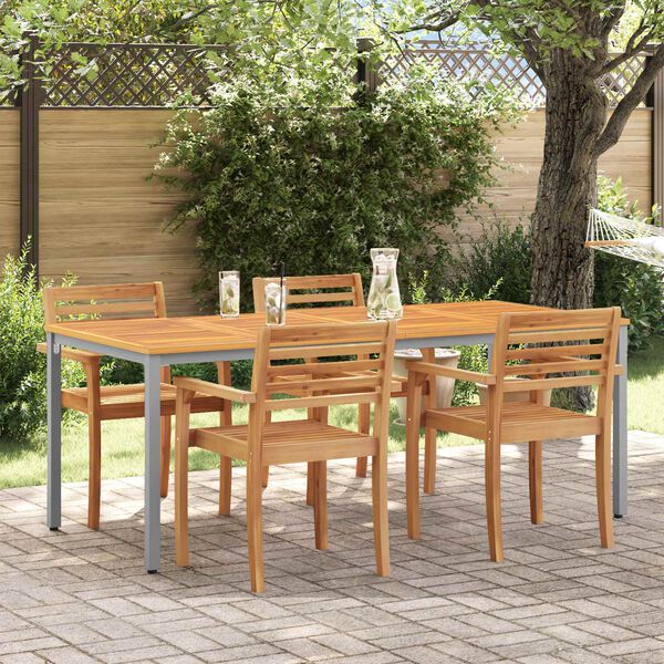 vidaXL Outdoor Table Natural and Grey 200 x 90 x 75 cm