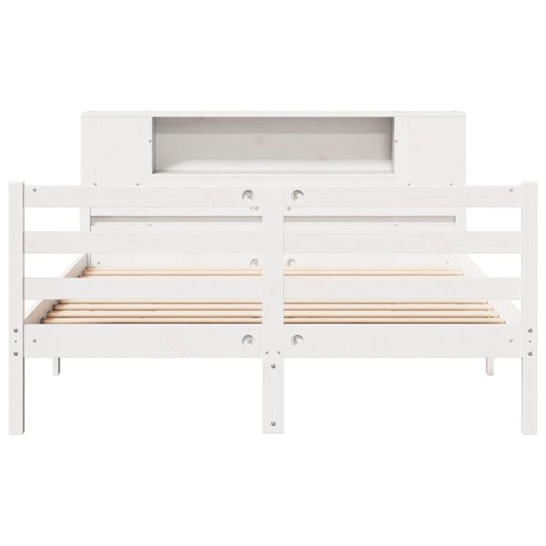 vidaXL Bookcase Bed without Mattress White 150x200 cm King Solid Wood Pine