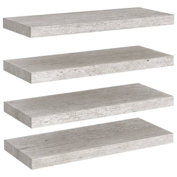 vidaXL Floating Wall Shelves 4 pcs Concrete Grey 60x23.5x3.8 cm MDF