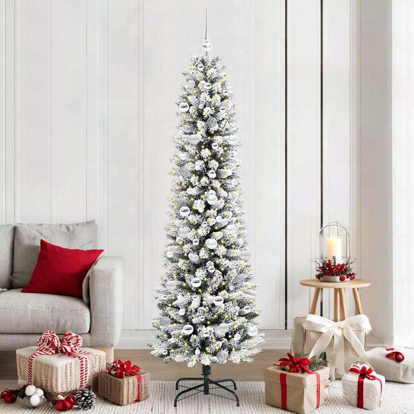 vidaXL Artificial Christmas Tree with 300 LEDs with Stand White 210 cm