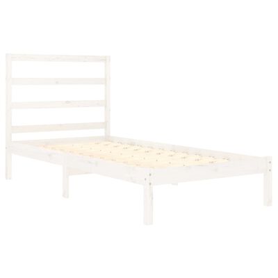 vidaXL Bed Frame White Solid Wood 75x190 cm Small Single