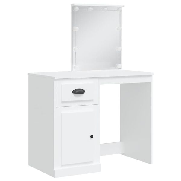 vidaXL Dressing Table with LED Lights White 90x42x132.5 cm