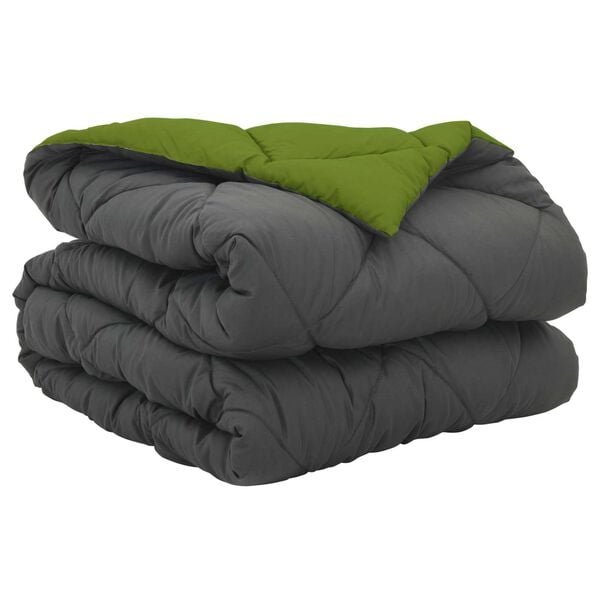 vidaXL Full Year Duvet Green and Anthracite 220 x 135 cm Microfiber