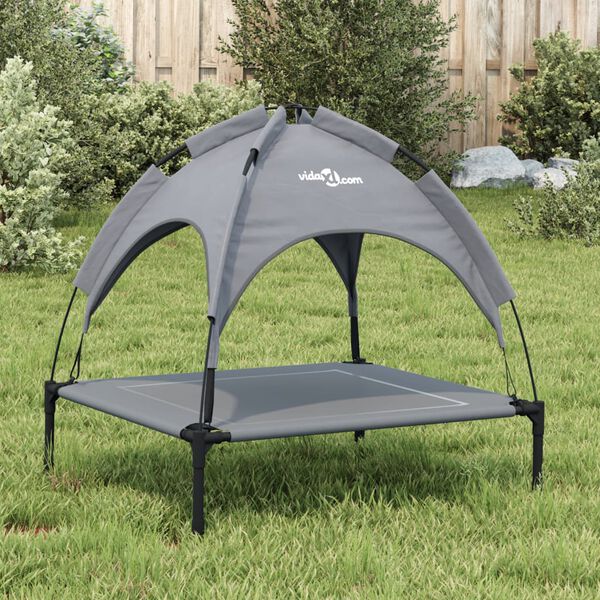 vidaXL Dog Bed with Canopy Anthracite Oxford Fabric and Steel