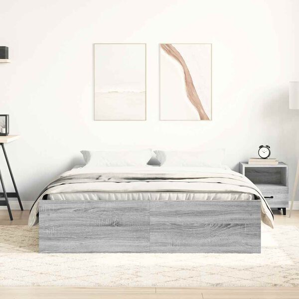vidaXL Bed Frame without Mattress Grey Sonoma 160x200 cm