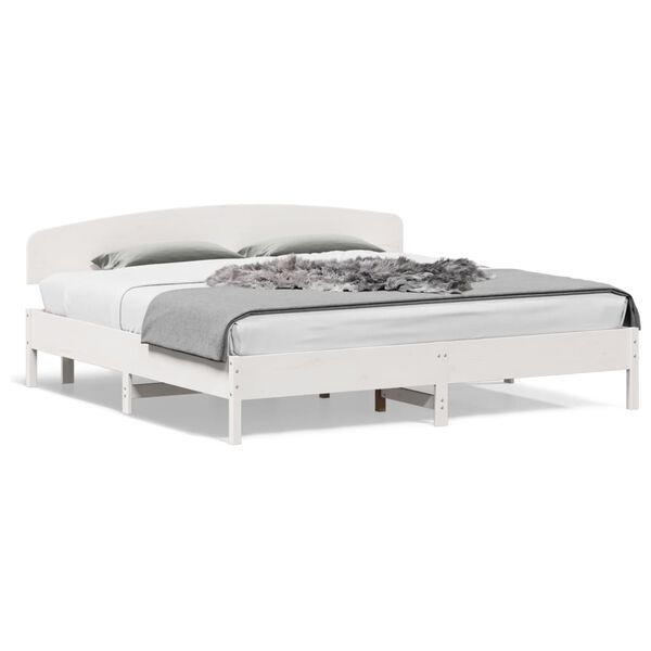vidaXL Bed Frame without Mattress White 180x200 cm Super King Solid Wood Pine
