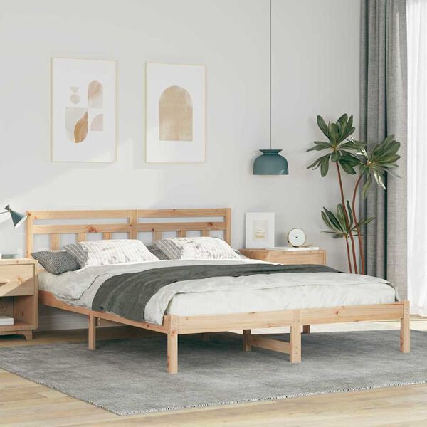 vidaXL Bed Frame Brown 160 x 200 cm Solid Pine Wood