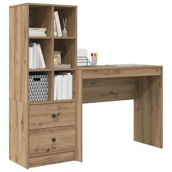 vidaXL Desk with Drawer 2 pcs Artisan Oak