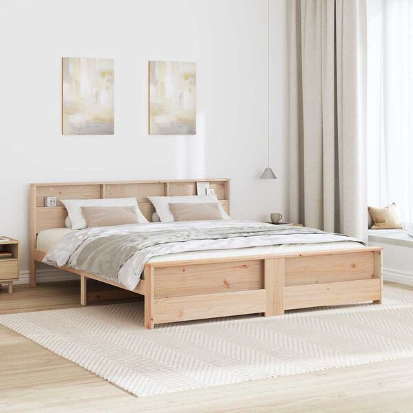 vidaXL Bed Frame with Headboard Brown 200 x 200 cm Engineered Wood