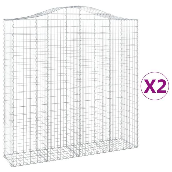 vidaXL Arched Gabion Baskets 2 pcs 200x50x200/220 cm Galvanised Iron