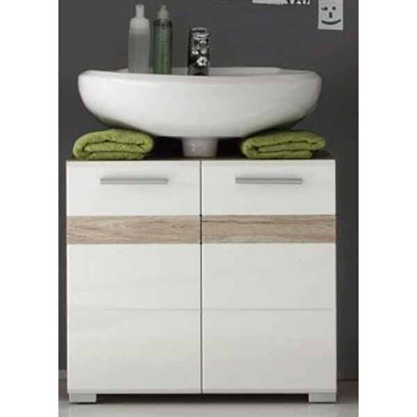 Trendteam Sink Vanity Unit Set-One White and Light San Remo Oak