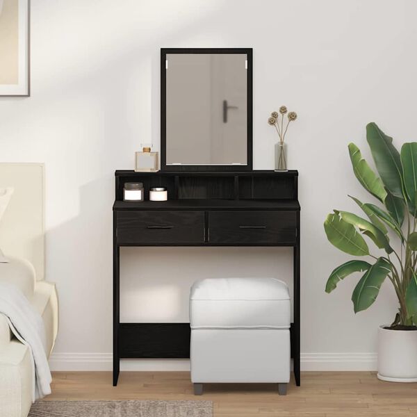 vidaXL Dressing Table Black Oak 79 x 41 x 140 cm Engineered Wood