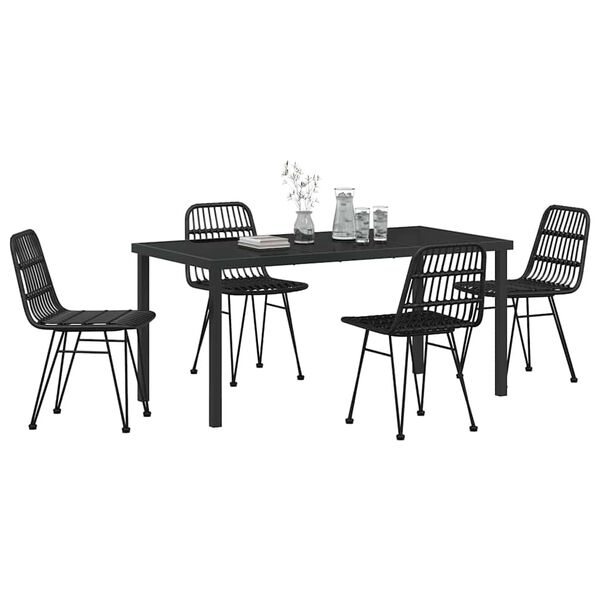 vidaXL Garden Dining Set 5 pcs Black Powder-Coated Steel