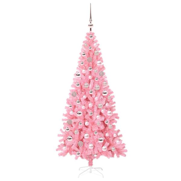 vidaXL Christmas Tree with 300 LEDs with Stand Pink 180 cm PVC