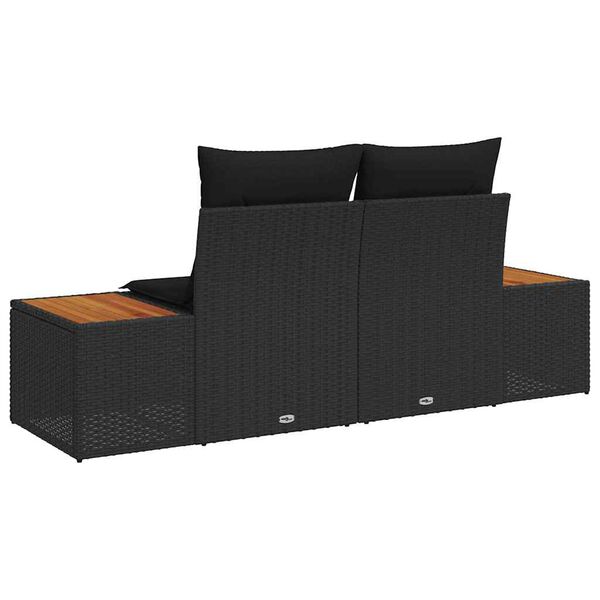 vidaXL Garden Sofa Black 184 x 62 x 85cm Poly Rattan