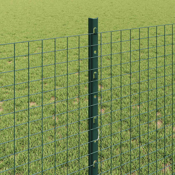 vidaXL Fence with Post Green 0.8 x 10 m Steel and PVC