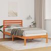 vidaXL Bed Frame with Headboard Wax Brown 100 x 200 cm Solid Pine Wood