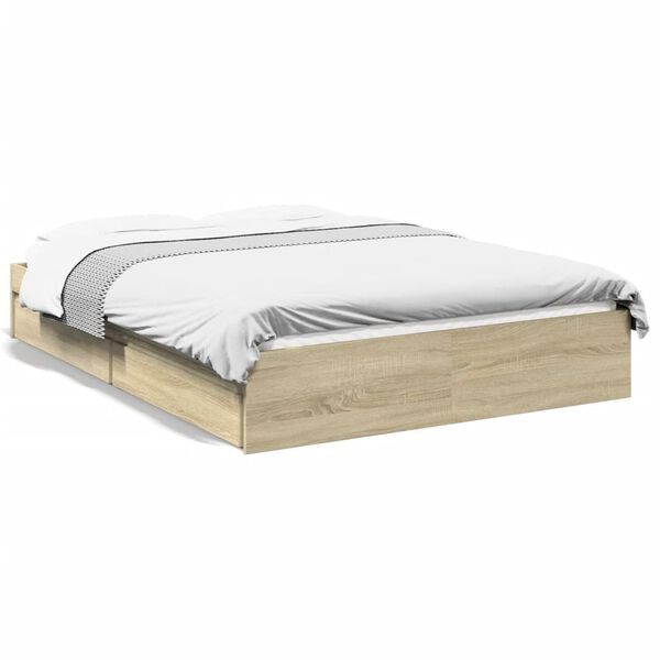 vidaXL Bed Frame with Drawers without Mattress Sonoma Oak 140x200 cm