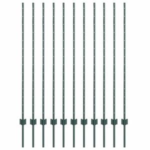 vidaXL Embedded Fence Post 11 pcs Green 180 cm Powder-Coated Steel