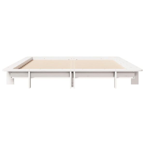 vidaXL Bed Frame without Mattress White 135x190 cm Double Solid Wood Pine