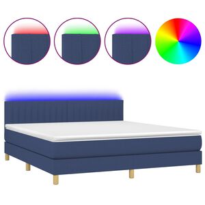 vidaXL Box Spring Bed with Mattress&LED Blue 180x200cm Fabric