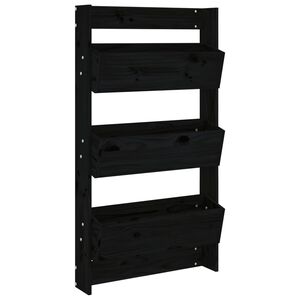 vidaXL Wall Planter 3-Tier 60x18.5x110 cm Black Solid Wood Pine