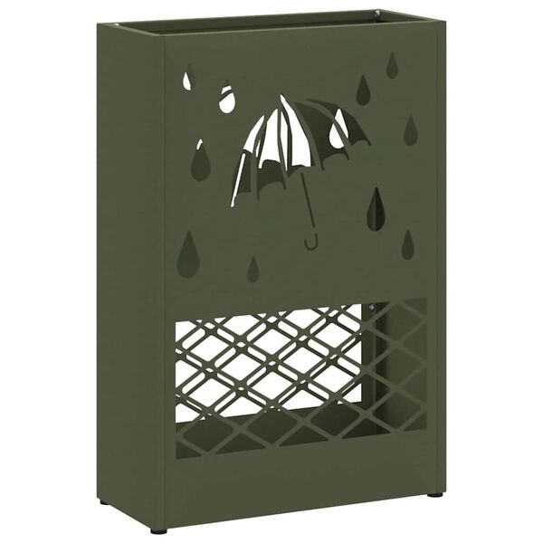 vidaXL Umbrella Stand with Storage Olive green 28 x 12 x 41 cm Steel