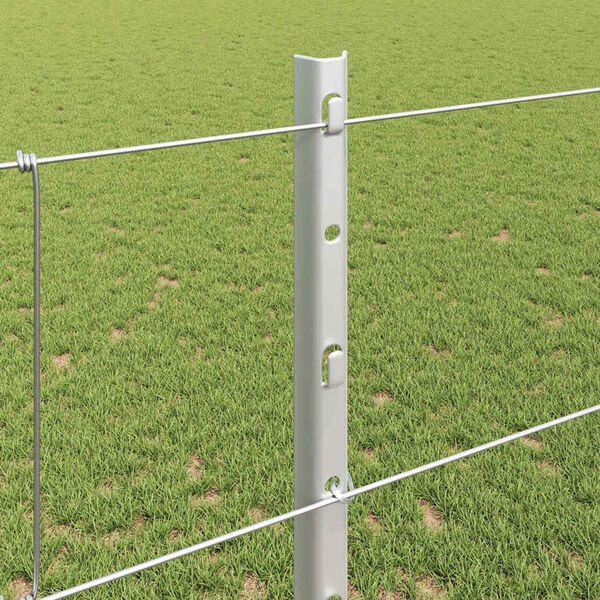vidaXL Fence with Post Silver 1.2 x 25 m Steel