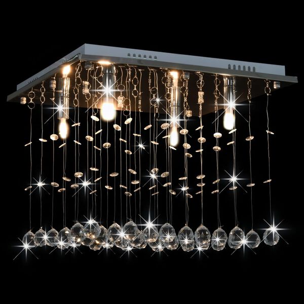 vidaXL Ceiling Lamp with Crystal Beads Silver Cubic G9
