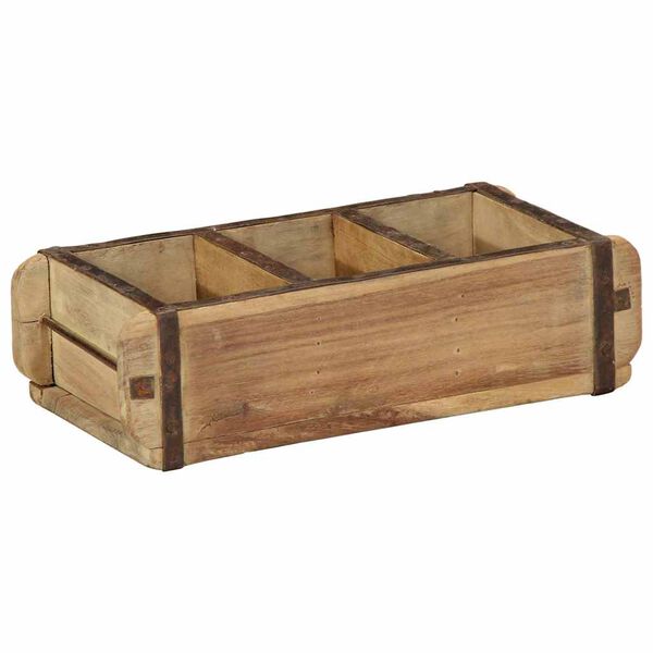 vidaXL Tray with Storage Brown 30 x 14 x 9 cm Solid Reclaim Wood